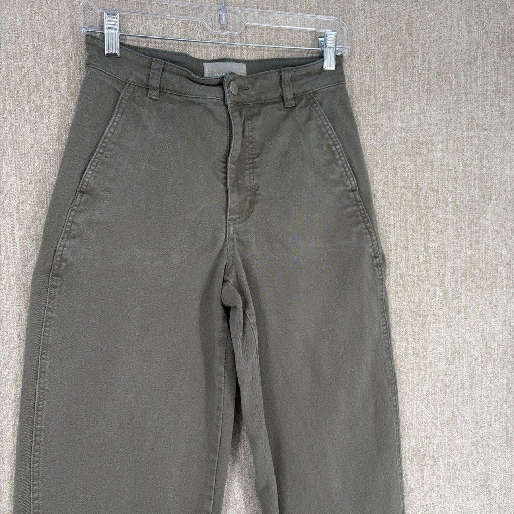 Everlane Jean Women 0 Tall Green Utility Barrel Cotton High Rise Slim Twill - Picture 6 of 14